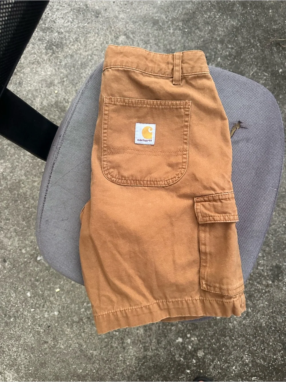 Carhartt Tan Work Shorts with Back Patch Pockets